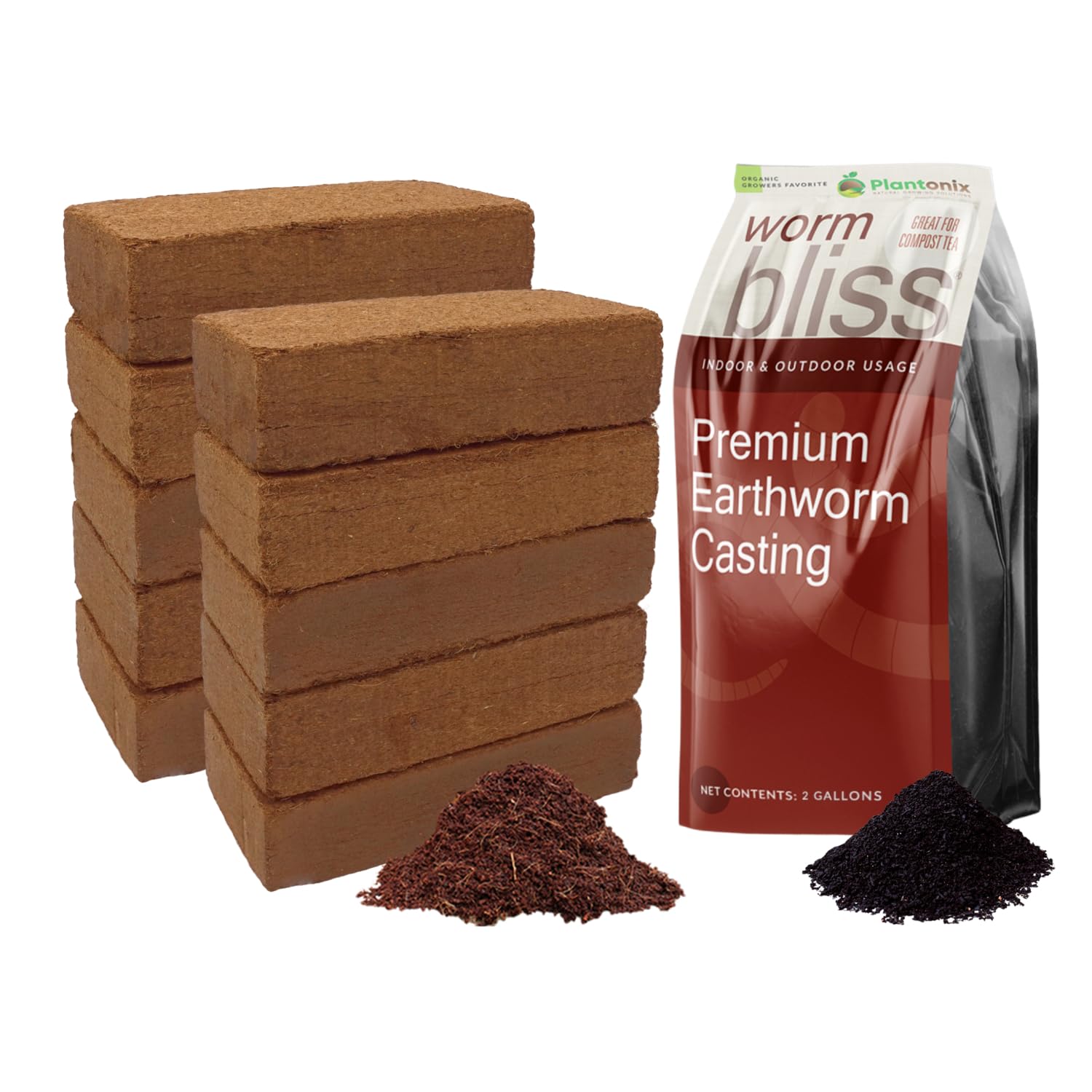Amazon.com : Coco Coir 650gm Bricks (10-Pack) + Worm Bliss (2